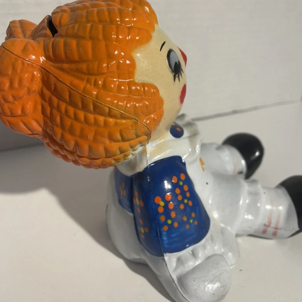 Vintage‎ Raggedy Ann Plastic Bank 1974 Bobb Merrill Co. With Stopper